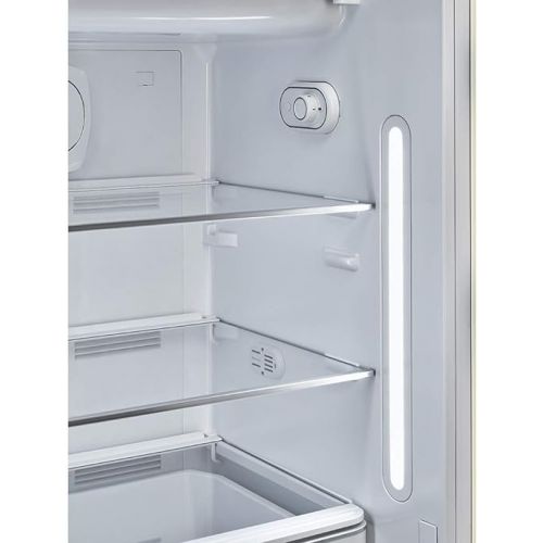 스메그 Smeg FAB28 50's Retro Style Aesthetic Top Freezer Refrigerator with 9.92 Cu Total Capacity, Multiflow Cooling System, Adjustable Glass Shelves 24-Inches, Union Jack Right Hand Hinge
