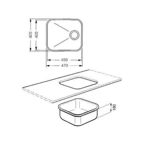 스메그 Kitchen sink made of stainless steel and with a single bowl from Smeg Alba - UM45