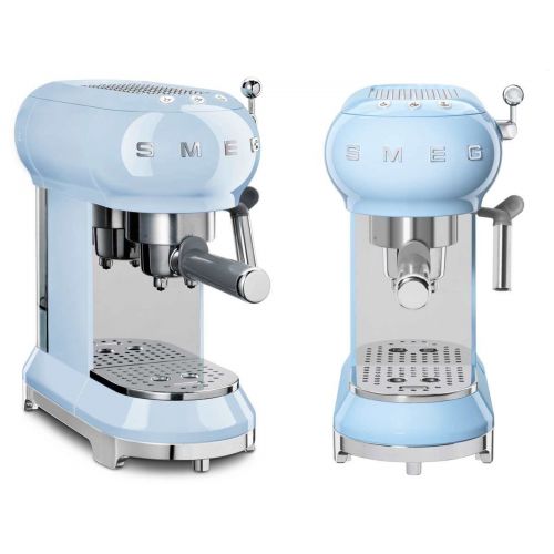 스메그 Smeg ECF01 Espresso Kaffeemaschine mit Siebtrager, pastellblau 14,9 x 33 x 30cm