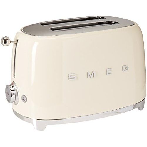 스메그 [아마존베스트]Smeg TSF01CRUS 50s Retro Style Aesthetic 2 Slice Toaster, Cream