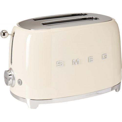 스메그 [아마존베스트]Smeg TSF01CRUS 50s Retro Style Aesthetic 2 Slice Toaster, Cream