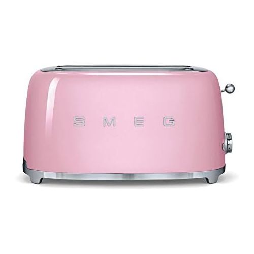 스메그 [아마존베스트]Smeg TSF02PKUS 50s Retro Style Aesthetic 4 Slice Toaster, Pink