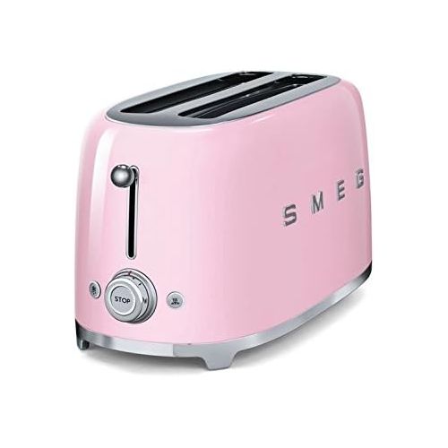 스메그 [아마존베스트]Smeg TSF02PKUS 50s Retro Style Aesthetic 4 Slice Toaster, Pink