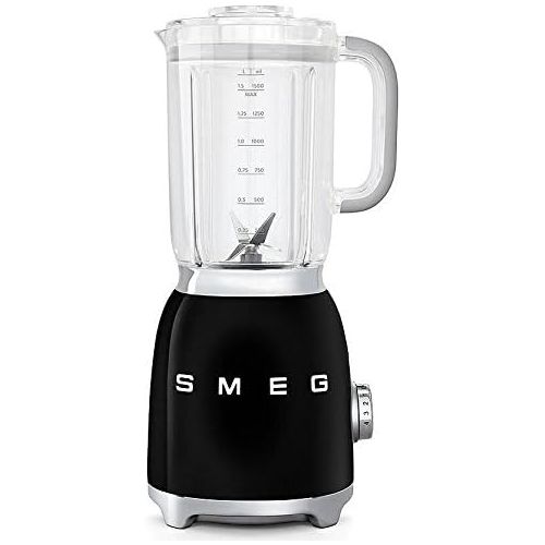 스메그 [아마존베스트]Smeg BLF01BLUS Retro Style Blender with 6 Cups Tritan BPA-Free Jug, Detachable Stainless Steel Dual Blades, Overload Motor Protection, 4 Speeds and 3 Preset Programs in Black