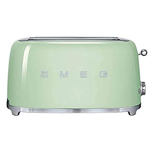 스메그 [아마존베스트]Smeg TSF02PGUS 50s Retro Style Aesthetic 4 Slice Toaster, Pastel Green