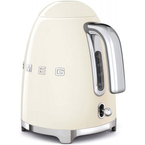 스메그 [아마존베스트]Smeg KLF03CRUS 50s Retro Style Aesthetic Electric Kettle with Embossed Logo, Cream