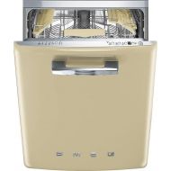 Smeg 24 50s Retro Style Fully Integrated Dishwasher with 13 Place Settings Full Size Tub 10 Wash Cycles, Cream