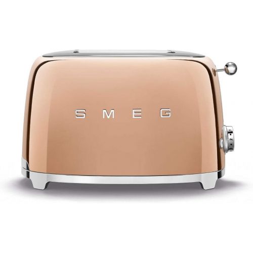 스메그 Smeg TSF01RGUS Limited Edition 50s Retro Style Aesthetic 2 Slice Toaster Rose Gold, Copper