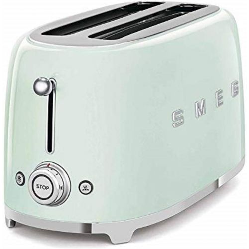 스메그 Smeg TSF02PGUS 50s Retro Style Aesthetic 4 Slice Toaster, Pastel Green