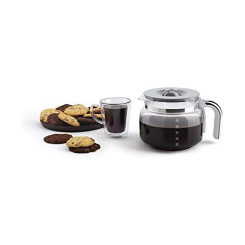 스메그 Smeg 50s Retro Style Aesthetic Drip Filter Coffee Machine, 10 cups, Black