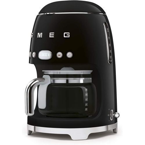 스메그 Smeg 50s Retro Style Aesthetic Drip Filter Coffee Machine, 10 cups, Black