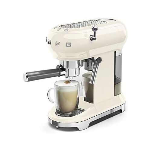 스메그 Smeg ECF01CRUS 50s Retro Style Espresso Machine Bundle with The Coffee Recipe Book: 50 Coffee and Espresso Drinks to Make at Home - Cream