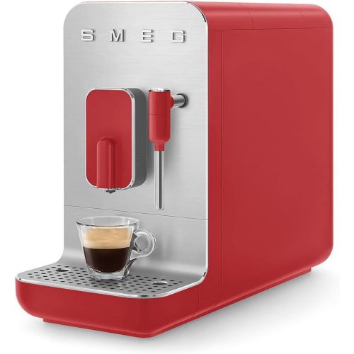 스메그 Smeg BCC02RDMEU Compact Fully Automatic Coffee Machine with Steam Function Matt Red