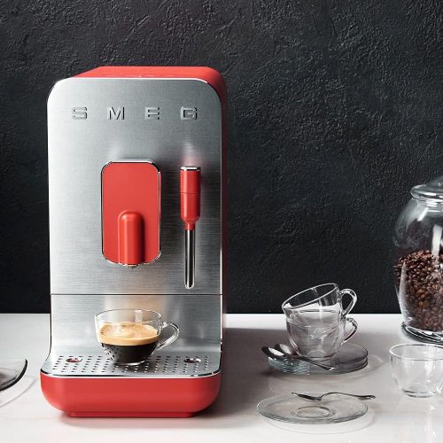 스메그 Smeg BCC02RDMEU Compact Fully Automatic Coffee Machine with Steam Function Matt Red