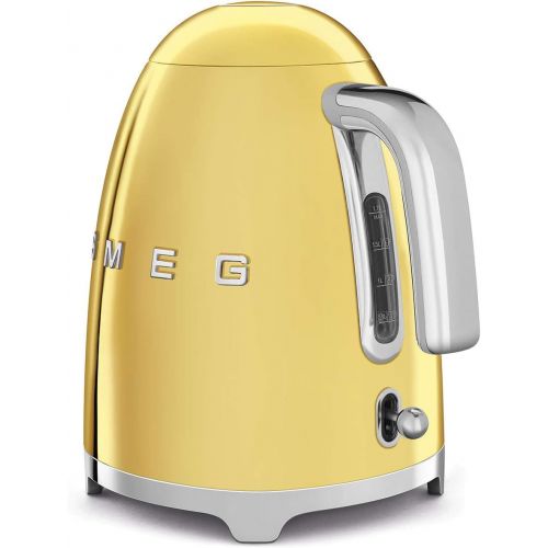 스메그 Smeg KLF03PBUS 50s Retro Style Aesthetic Electric Kettle with Embossed Logo, Pastel Blue