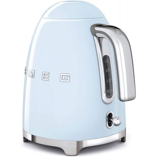 스메그 Smeg KLF03PGUS 50s Retro Style Aesthetic Electric Kettle with Embossed Logo, Pastel Green