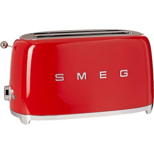 스메그 Smeg TSF02PKUS 50s Retro Style Aesthetic 4 Slice Toaster, Pink