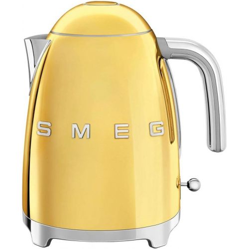 스메그 Smeg KLF03SSUS 50s Retro Style Aesthetic Electric Kettle with Embossed Logo, Polished Stainless Steel.