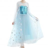 SMITH SURSEE Frozen Elsa Priness Dress Up Costume Cosplay Dress for Girls