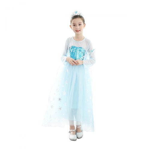  SMITH SURSEE Frozen Elsa Priness Dress Up Costume Cosplay Dress for Girls