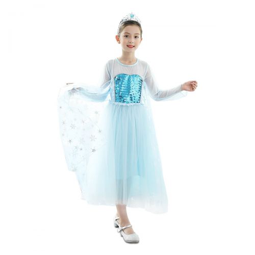  SMITH SURSEE Frozen Elsa Priness Dress Up Costume Cosplay Dress for Girls