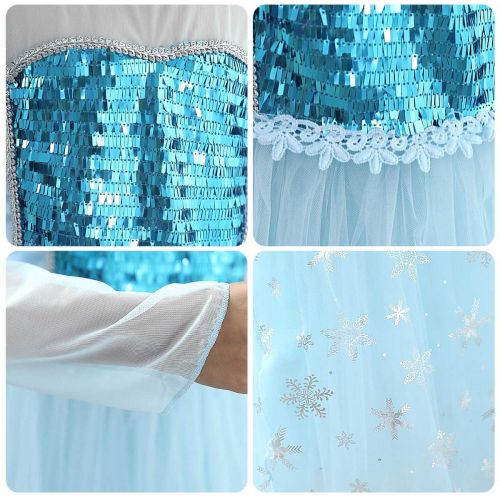  SMITH SURSEE Frozen Elsa Priness Dress Up Costume Cosplay Dress for Girls