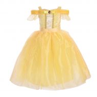 SMITH SURSEE Princess Belle Off Shoulder Layered Costume Dress up for Little Girl