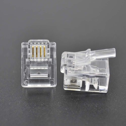  SMITON 100PACK RJ11 Connectors Telephone Modular Plugs Male Connectors 6P4C