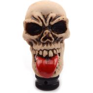 SMKJ Universal Skull Shift Knob with Red Tongue Automatic Manual Gear Shifter car knob fit for Most Transmission Vehicles (Bone Color)