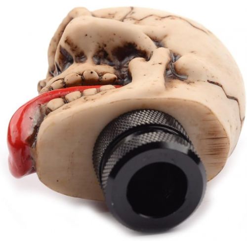  SMKJ Universal Skull Shift Knob with Red Tongue Automatic Manual Gear Shifter car knob fit for Most Transmission Vehicles (Bone Color)