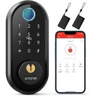 Smart Lock, SMONET Fingerprint Door Lock Smart Deadbolt Keyless Entry - Electronic Digital Keypad with Biometric Fingerprint, Smartphone App Auto Lock Bluetooth Keys Fobs Smartlock for Alexa, Home