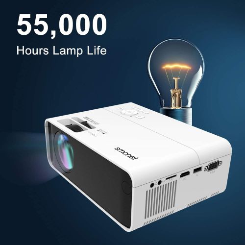  [아마존베스트]1080p Projector for Outdoor Movie,SMONET Portable Movie Mini Projector HD Supported for Outdoor Indoor Use,Home Theater Video LED LCD Projector Compatibale with TV Stick Laptops PC