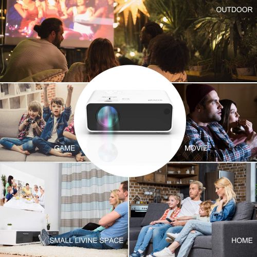  [아마존베스트]1080p Projector for Outdoor Movie,SMONET Portable Movie Mini Projector HD Supported for Outdoor Indoor Use,Home Theater Video LED LCD Projector Compatibale with TV Stick Laptops PC