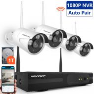 [Better Than H.264] 1080P Security Camera System Wireless,SMONET 8CH H.264 PRO Wireless Surveillance System(1TB Hard Drive) with 4pcs 2.0MP Security Cameras,P2P Home Security Camer