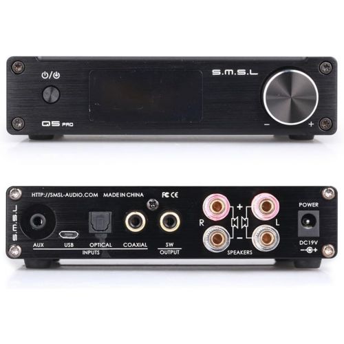  SMSL Q5 Pro 2x45W Remote Control Digital Power Amplifier USB COAX OPTIC Input 192KHZ 44Bit Color Black