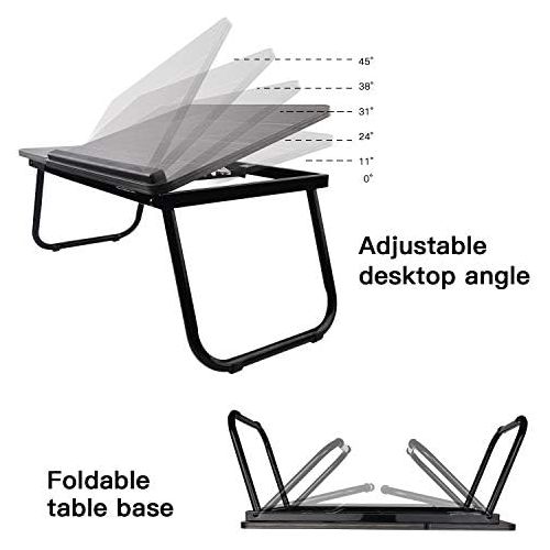  [아마존베스트]Bed Desk with Cup Holder, Laptop Table for Bed Adjustable Portable Computer Tray for Bed, SMTTW Laptop Desk for Bed, Foldable Small Desk for Writing, Laptop Bed Tray for Bed and So