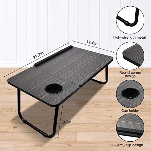  [아마존베스트]Bed Desk with Cup Holder, Laptop Table for Bed Adjustable Portable Computer Tray for Bed, SMTTW Laptop Desk for Bed, Foldable Small Desk for Writing, Laptop Bed Tray for Bed and So