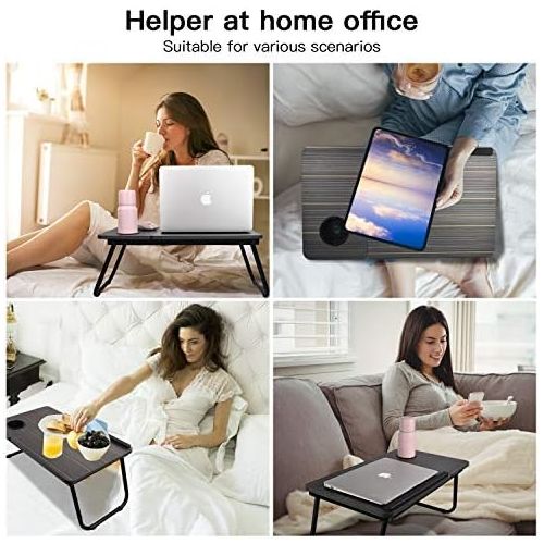  [아마존베스트]Bed Desk with Cup Holder, Laptop Table for Bed Adjustable Portable Computer Tray for Bed, SMTTW Laptop Desk for Bed, Foldable Small Desk for Writing, Laptop Bed Tray for Bed and So