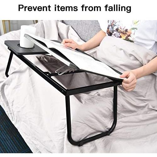  [아마존베스트]Bed Desk with Cup Holder, Laptop Table for Bed Adjustable Portable Computer Tray for Bed, SMTTW Laptop Desk for Bed, Foldable Small Desk for Writing, Laptop Bed Tray for Bed and So