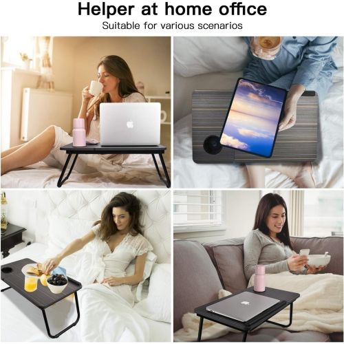  [아마존베스트]Bed Desk with Cup Holder, Laptop Table for Bed Adjustable Portable Computer Tray for Bed, SMTTW Laptop Desk for Bed, Foldable Small Desk for Writing, Laptop Bed Tray for Bed and So