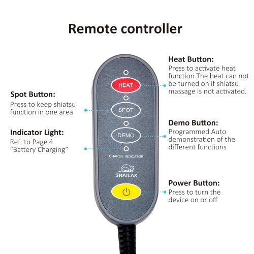  SNAILAX Gel Cordless Shiatsu Back Massager with Heat- Gel Massage Nodes,Portable Kneading Massage Chair Pad for Back,Lumbar,Thigh,Leg Relief, for Home Office or Car use