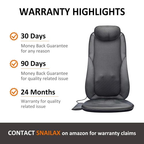  SNAILAX Full Back Massager with Heat- Shiatsu Massage Chair Pad 2D/3D Kneading & Adjustable...