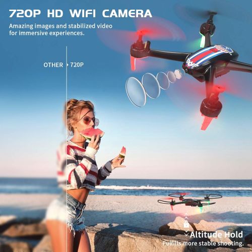  [아마존 핫딜] SNAPTAIN SP660 FPV RC Drone with Camera, 720P HD WiFi Live Video Quadcopter w/Long Flight Time, Voice Control, Gesture Control, APP Support, Trajectory Flight, G-Sensor Mode, Altit