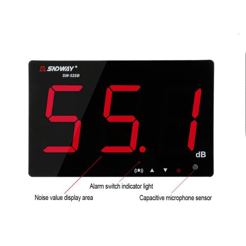  [아마존베스트]SNDWAY SW-525B 30-130dB Digital Sound Level Meter with Large LCD Display Noise Meter Decibel Wall Mounted Hanging