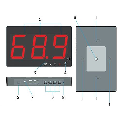  [아마존베스트]SNDWAY SW-525A 30-130dB Digital Sound Level Meter with Large LCD Display Noise Meter Decibel Wall Mounted Hanging