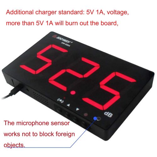  [아마존베스트]SNDWAY SW-525A 30-130dB Digital Sound Level Meter with Large LCD Display Noise Meter Decibel Wall Mounted Hanging