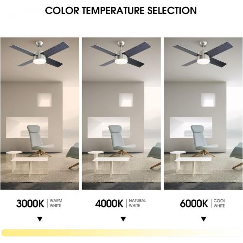  [아마존베스트]Ceiling Fan with Lights and Remote Control,SNJ Modern Ceiling Fan for Living Room Bedroom Dining Room,Indoor(44,Sand Nickel)