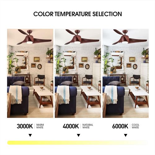  SNJ Ceiling Fan with Lights and Remote Control for Living Room,Bedroom and Dining Room,Natural Walnut Finish,52-Inch Indoor Use