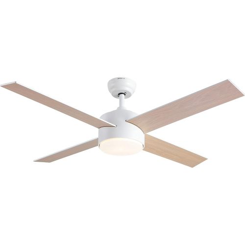  Ceiling Fan with Lights and Remote Control,SNJ Modern Ceiling Fan for Living Room Bedroom Dining Room,Indoor (52 White)