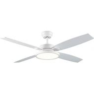 SNJ Modern Ceiling Fan with LED Lights and Remote Control for Living Room Bedroom Dining Room, 52 Inch indoor(White)